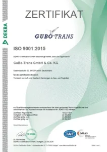Gubo Trans Zertifikat - 9001-2015
